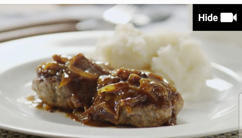 Hamburger Steak with onion&nbsp;gravy.
