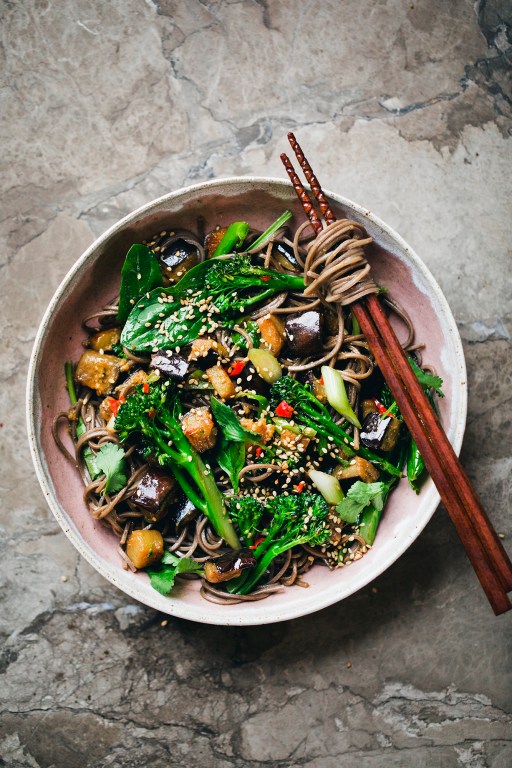 Soba Salad with Miso and Ginger Aubergine + Broccoli&nbsp;—